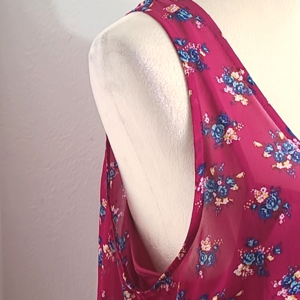 Arizona Jean Co. Sheer Pink Floral Sundress, Cami Dress Underneath, Size XL - Picture 5 of 10